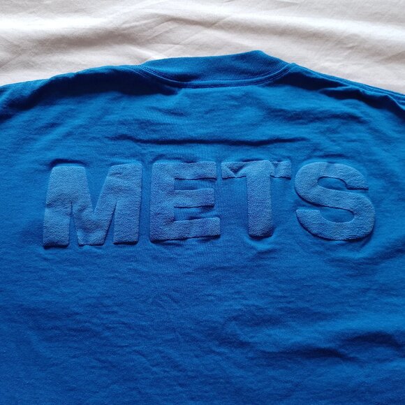 Vintage 1980s Miller MLB Baseball New York Mets Blue Puff Print T-Shirt Large - Picture 4 of 9